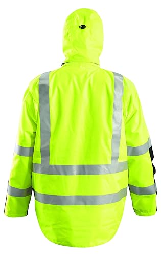 Hi-vis parka with removable flannel jacket